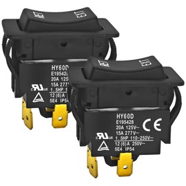 HY60D Rocker Switch (Pack of 2) - RET-EXT 20A 125VAC 4Pin Pushbutton Switch, (ON)-Off-(ON) Push Button Switch