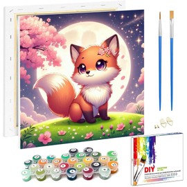 Arttoplus Paint by Numbers Children from 5 6 7 8 9 with Frame Fox Painting by Numbers from 5 6 7 8 9 10 Years Girls, DIY Acrylic Paint by Numbers Animals for Beginners for Home Décor (20 x 20 cm)