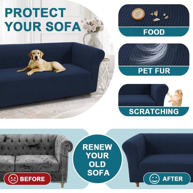 Turquoize Stretch Chesterfield Sofa Covers for Living Room Soft Sofa