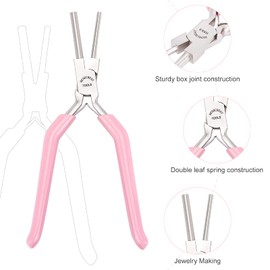 BENECREAT 5 Inch Bail Making Pliers 3mm/5mm Jewelry Wire Bending Pliers with Pink Non-slip Handle for Jewelry Making Wire Looping Wrapping Beading