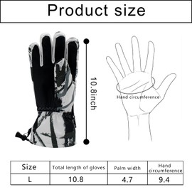 Feelorna Winter Ski Gloves for Men Women, Waterproof Windproof Snow Gloves Warm Touchscreen Snowboard Gloves for Cold Weath (White, One Size)