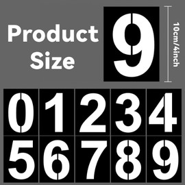 GVSS 10 Pieces Stencils Numbers from 0 to 9, Reusable Plastic Number Stencils for Painting on the Floor, Wall Decoration, Graffiti and Art Projects, 10 cm