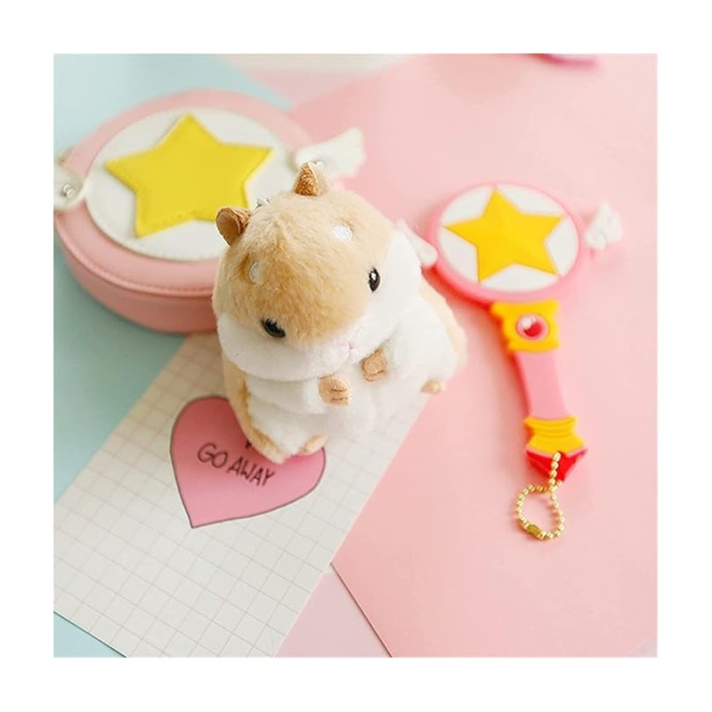 Gowxs Brown Hamster Keychain, Keychain with Hamster Keyring, Cute Soft