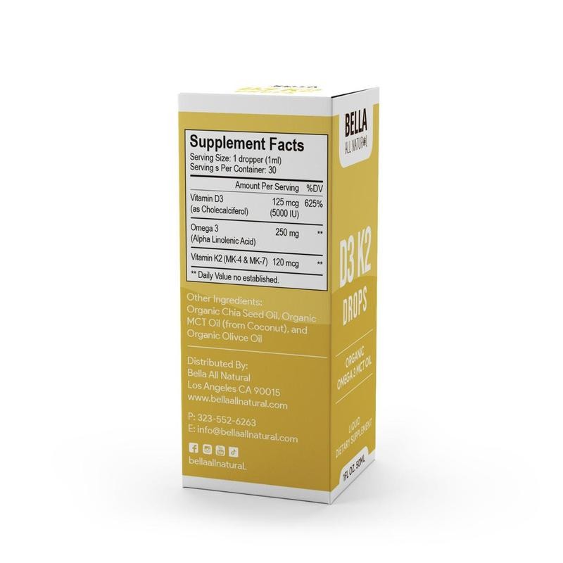 Bella All Natural D3 K2 Drops Organic Omega 3 MCT