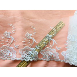 Unbranded Snow White Floral Embroidered Lace Trim for Sewing/Bridal/