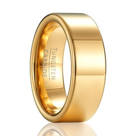 SOXEMAN Men's and women's wedding rings, universal tungsten carbide jewelry for couples, men's rings, 8mm wide flat polished simple and luxurious design