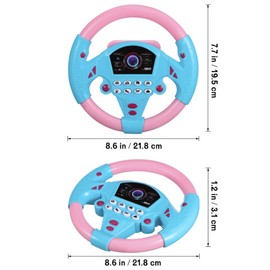 Homoyoyo 2Pcs Baby Steering Wheel Toy Simulated Driving Controller with Light and Music Steering Wheel Toy for Kids Babies Old Electric Early Learning Educational Sounding (1Black Yellow/1Powder Blue)