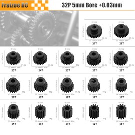 32P 23T RC Car Gear Set | 45# Steel Black Oxide | 5mm Bore +0.03mm | Precision Engineered Motor Pinion Gear Compatible with Traxxas/ARRMA/HPI/Kyosho (3-Pack with M4 Set Screws)