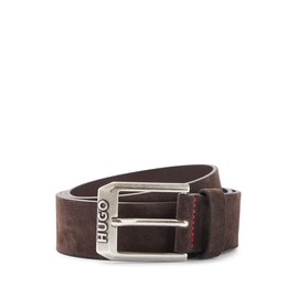 HUGO Mens Gelio-Sd Sz40 Logo-buckle belt in suede