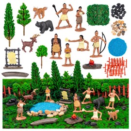 XGHSHW Native American Indians Figures Realistic Cowboy and Indian Figures Toys Set 43 Pcs Powhatan Indians Action Figure Diorama for Kids School Project Historical Education Party Favors