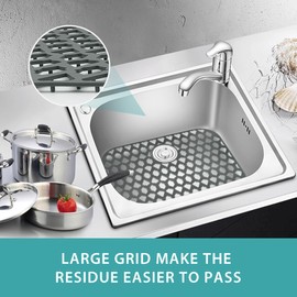 SAMSIER Sink Protectors for Kitchen Sink 13x11 &16x12 &19x14 &21x16 &22x13 &24x13 &26x14 &28x14 &30x16, Large Silicone Sink Mats Grid for Bottom of Farmhouse Sink (21”x16”, Rear Drain)