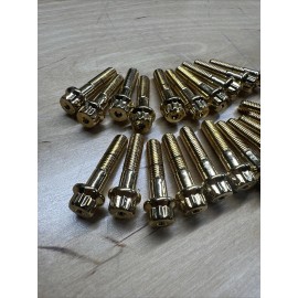 Din 6923 M7 32mm 24 K Gold 3PC Wheel Rim Assembly Bolts BBS RS OZ Schmidt Screws (40 Pcs)