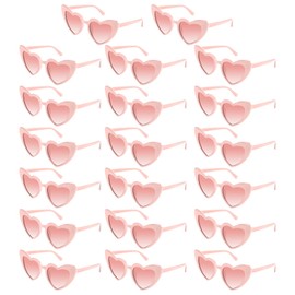 Bouiexye 20 Pack Pink Heart Sunglasses Bachelorette Vintage Heart Shaped Glasses for Wedding Bridesmaid Party Favor Accessories