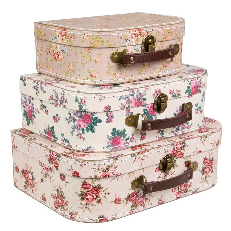 Sass & Belle Vintage Rose Suitcases - Set of 3