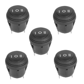 5 Pcs 3 Position On/Off/On Round Toggle Switch Black Boat Locking 3 Pin Butto 10A/125V 6A/250V