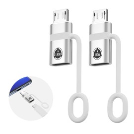 Liaoan USB C to Micro USB Adapter, 2 Pieces, Supports 18W Fast Charging and Data Transfer, Suitable for USB C Socket to Micro Plug Adapter, not Suitable for Headphones, Silver.