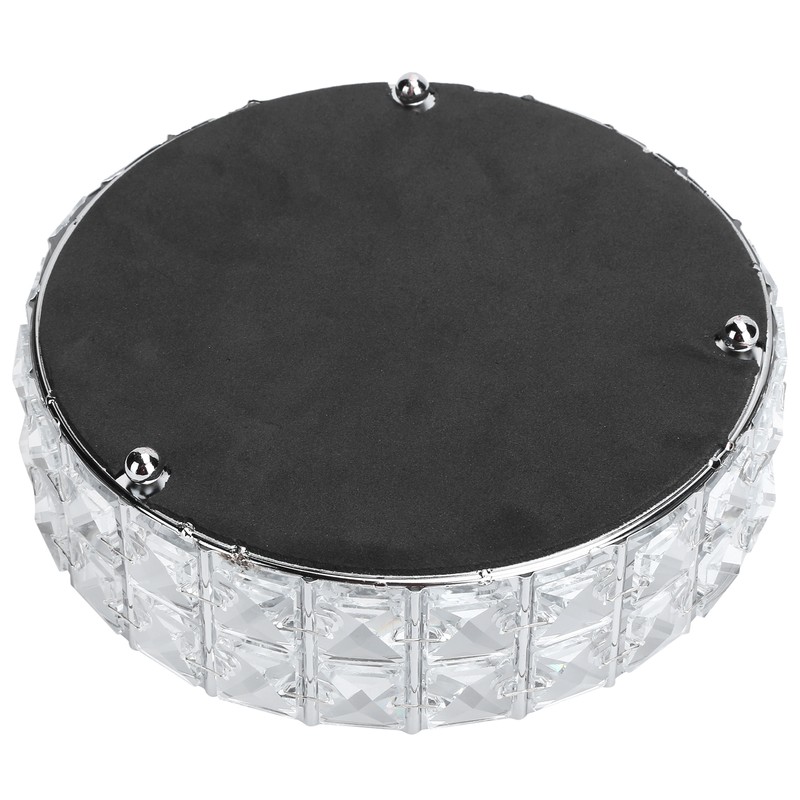 Crystal Tray Round Shape Storage Plate Mirror Base Jewelry Makeup