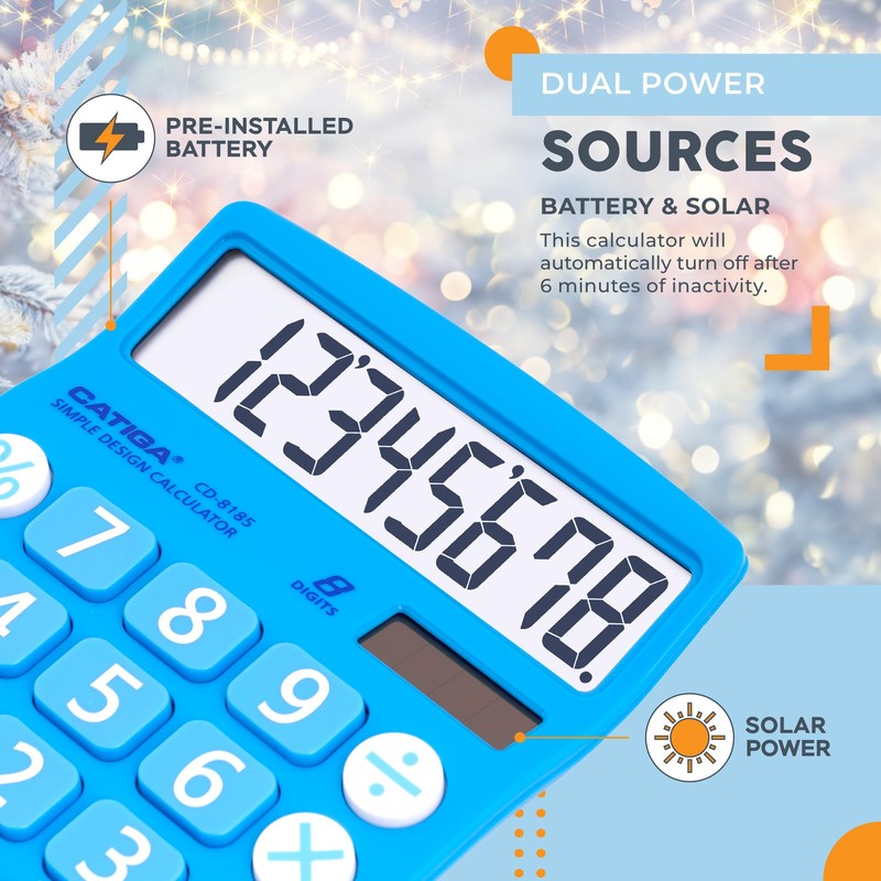 CATIGA Desktop Calculator 8 Digit with Solar Power and LCD