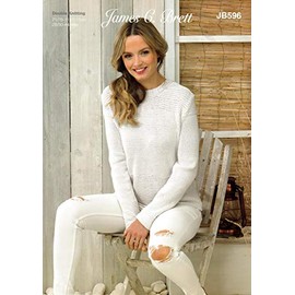 James C Brett JB596 Knitting Pattern Womens Sweater and Top in Pure Cotton DK and Glisten DK