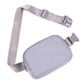 Crossbody Fanny Packs for Girls Boys Kids Age 10-12 Yoga Slim Women, Fanny Pack with Adjustable Strap Mini Belt Bag Fashion Waist Pack Fits Running Jogging Work Out Travel Light Gray M101