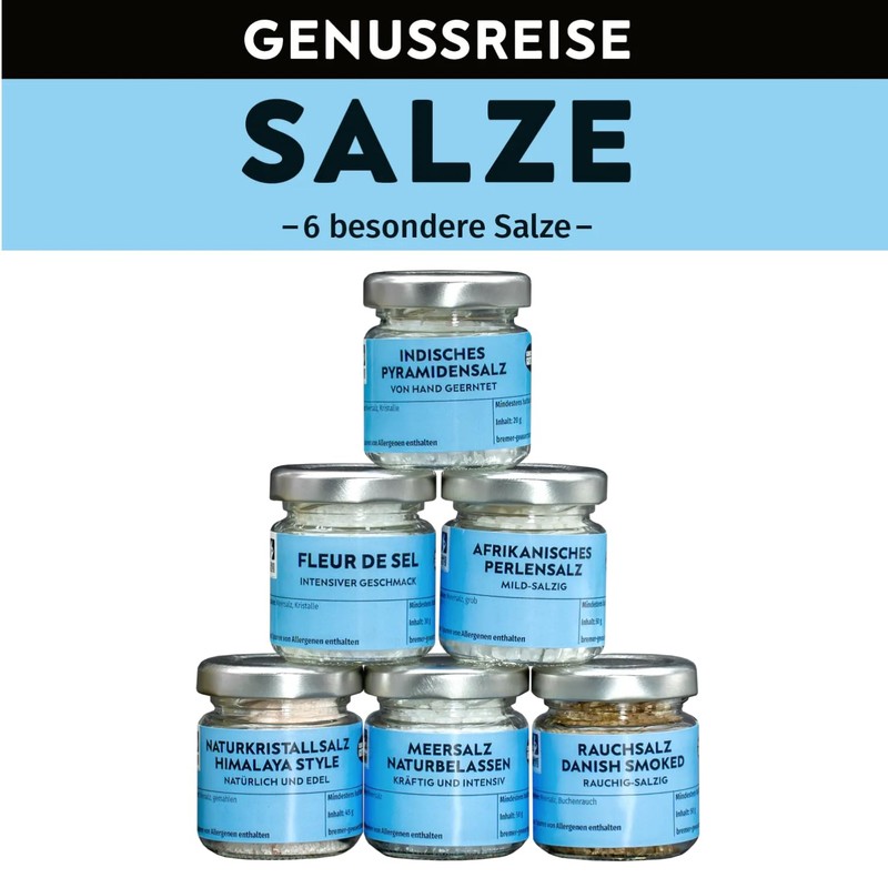 Bremer Gewürzhandel Genussreise Salt, Salt Set with 6 Different Salt