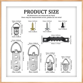 LE-stone 415Pcs 7 Sizes Picture Hanging Kit with Screws Sawtooth Pictures Hangers D Rings for Photo Frames Art Exhibitions Wedding Photos