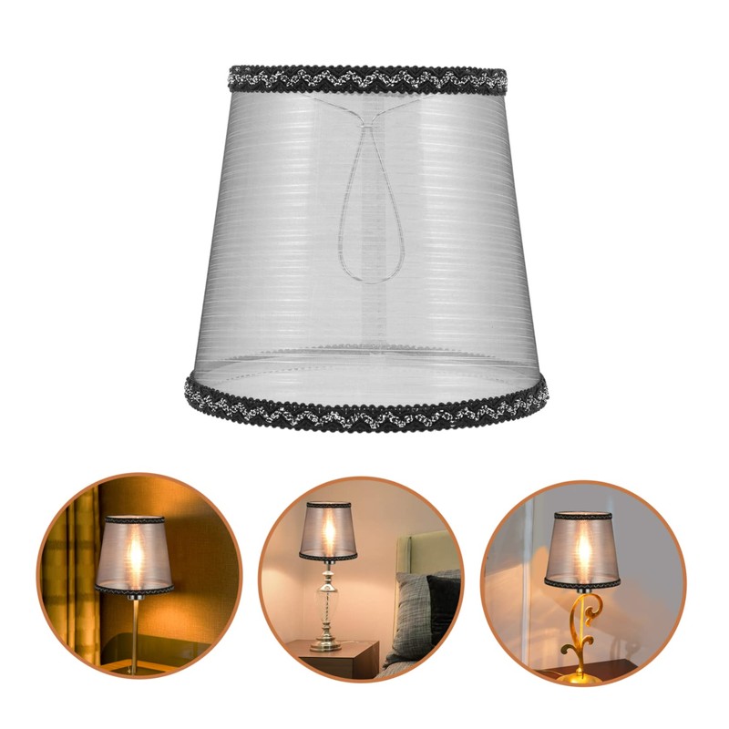 Alipis Decorative Lampshade Small Clip-on Lamp Shades Black Silver Thread