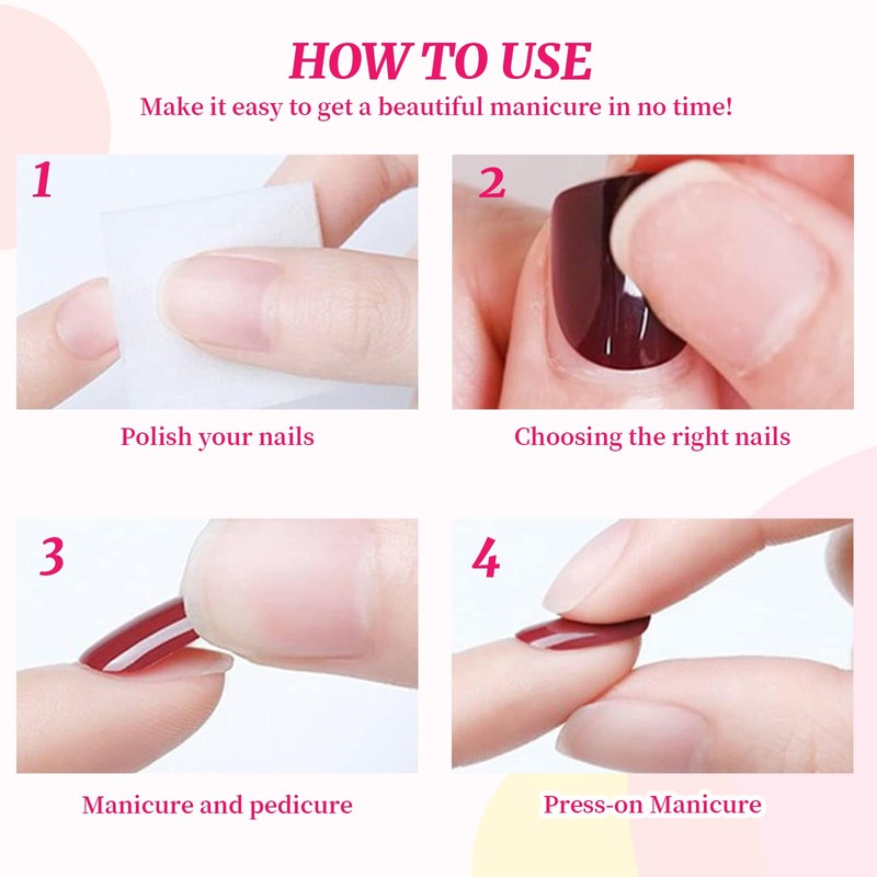Kabwea Press On Nails Set With 24 Artificial Nails, DIY