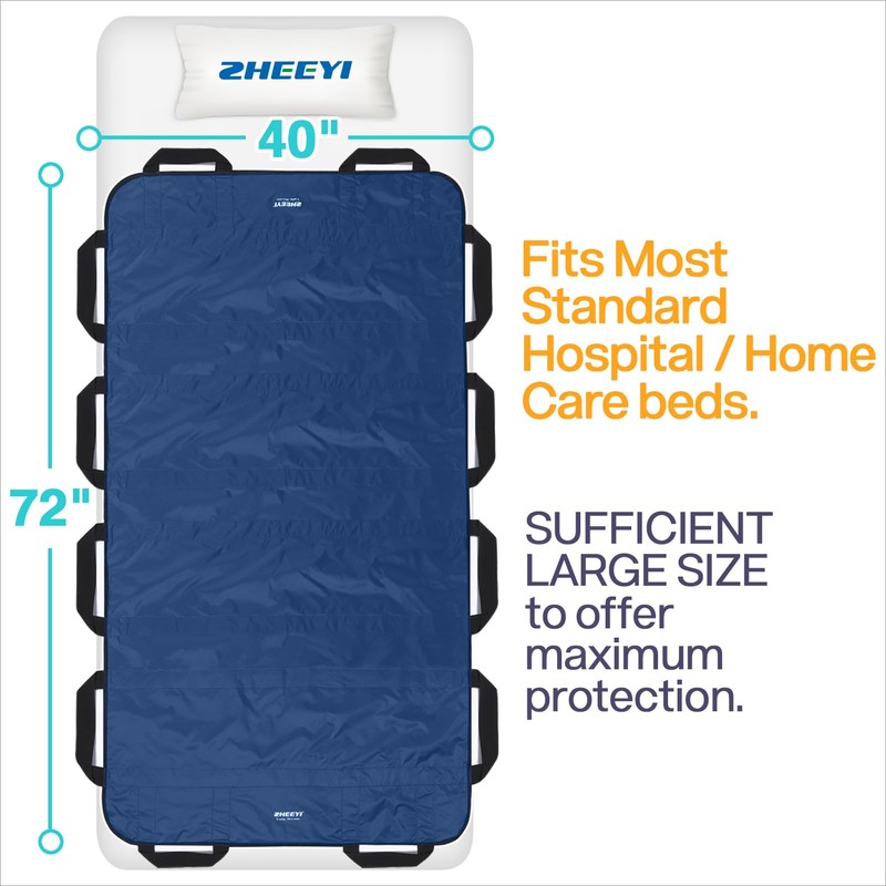 Multipurpose 72" x 40" Positioning Bed Pad with Reinforced Handles