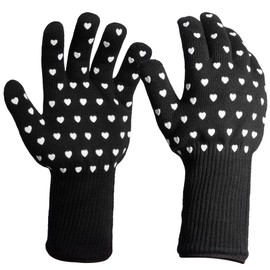 Essential Values Heat Resistant Gloves - BBQ Gloves for Cooking Barbecue - Smoker or Grilling Gloves - Grill Glove Hot Gloves for Grilling - Grill Gloves Heat Proof for Men & Women