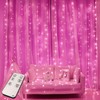 JMEXSUSS 300 LED Pink Curtain Lights, Remote Control Curtain String