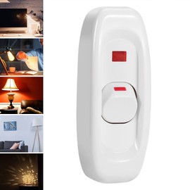 Lamp Switch, ON/Off Switch Lamp AC 10A Inline ON/Off Table Desk Lamp Cord Cable Switch with LED Indicator Light (White)