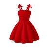 WDIRARA Girl's Bow Sleeveless A Line Mini Dress Ruched Ruffle