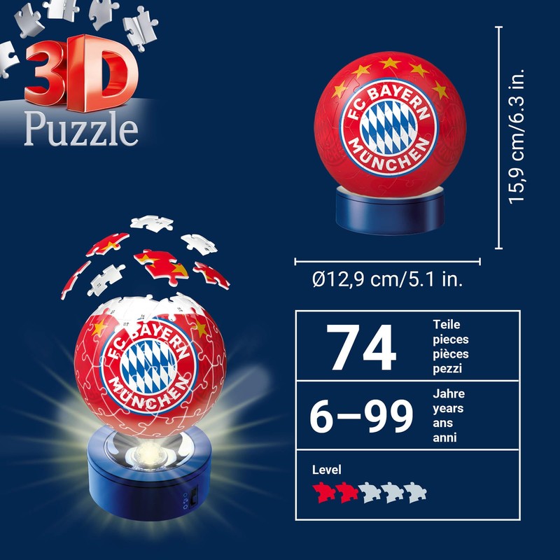 Ravensburger 3D Puzzle Night Light FC Bayern Munich Fan Item