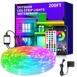 vimeepro 200ft Outdoor LED Strip Lights Waterproof,IP68 Outside Led Light Strips Waterproof,Color Changing with App/Remote Control,Music Sync RGB Outdoor Led Rope Lights for Bedroom