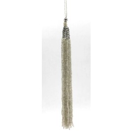 Unbranded white & silver beaded tassels 12" long NEW Dress, curtain, drag, craft, ornament