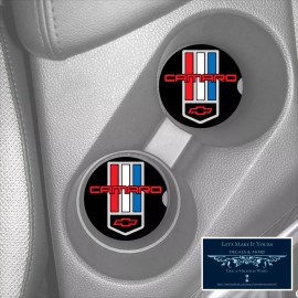 Unbranded CHEVY CAMARO LOGO CUSTOM DRINK HOLDER CAR COASTER SET OF 2 RUBBER DESIGN2