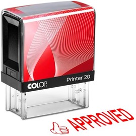 Approved Self-Inking Stamp - Office Stamp with Approved Phrase and Icon - Small - Red Ink