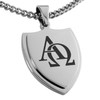 Tioneer Stainless Steel Alpha & Omega Shield Pendant Necklace