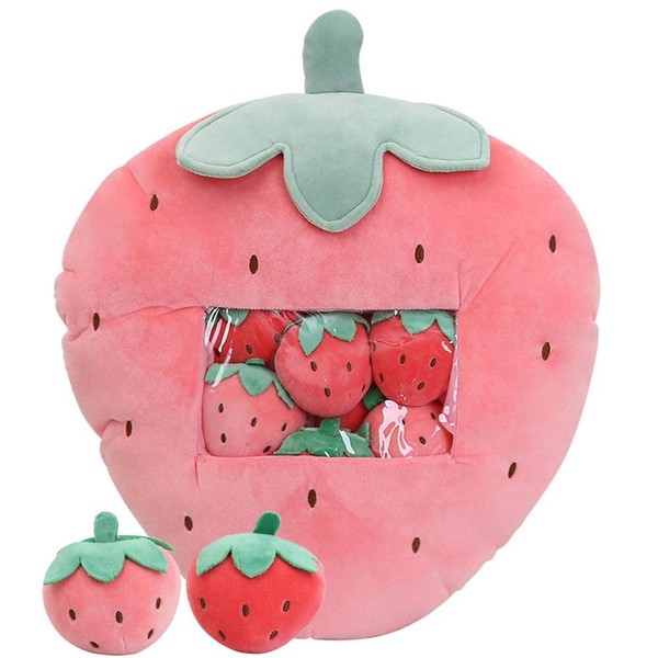 Nenalayo Cute Strawberry Plush Pillow Stuffed Fruit Toys Creative Gifts for Teens Girls Kids