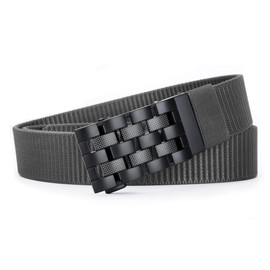Milorde Men's Ratchet Nylon Web, 35MM, Tactical Work Belt with Automatic Buckle Quick Release, Full Adjustable (Grids-Grey,120cm)