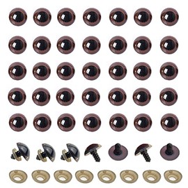 100Pcs Plastic Safety Eyes Craft Eyes with Washer for DIY Stuffed Animal Making (Brown 16mm)
