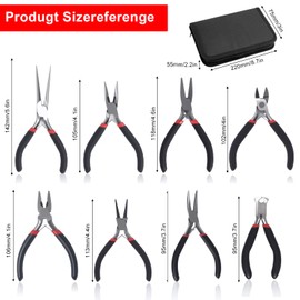 Pmueuff 8 Stück Schmuckzangen Set, Mini Zangen Set mit Tasche, Modellbau Zange,Feinmechaniker Zangen Set für Die Herstellung Von Schmuck, Heimwerker, Profis, Diy, Reparaturen
