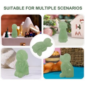 Beavorty Miniature Jade Dog Figurine Natural Green Jade Stone Dog Mini Stone Dog Statue Garden Jade Puppy Collectible Figure Ornament (Green)