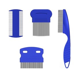 Pet Grooming Comb Set, 4 Pack Stainless Steel Flea Combs, Fine Tooth Pet Comb for Long and Short Haired Pets