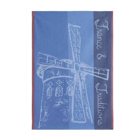 Coucke Moulin Rouge Rouge Blue French Cotton Jacquard Towel, 20" x 30", 100% Cotton