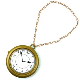 Skeleteen Jumbo Gold Clock Necklace - White Rabbit Clock, 8" Hip Hop Rapper Clock - 1 Piece