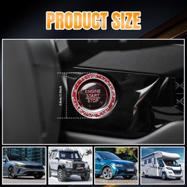 QZTYTY 2PCS Car Engine Start Stop Decoration Ring, Car Start Button Cover, Push to Start Button Start Engine Ring, Car Accessories Push Start Button Ignition Ring Sticker for Women (Red, 2PCS)