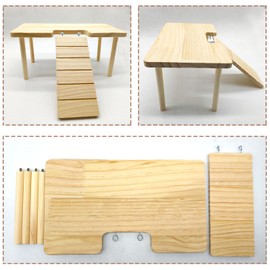 Wooden Hamster Platform with Ladder Rat Climbing Activity Playground Platform Cage Accessories Decor for Dwarf Syrian Hamster Gerbil Rat Mice (Middle)