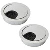 2Pcs 80mm Desk Cable Grommets, Computer Desk Metal Cable Hole,